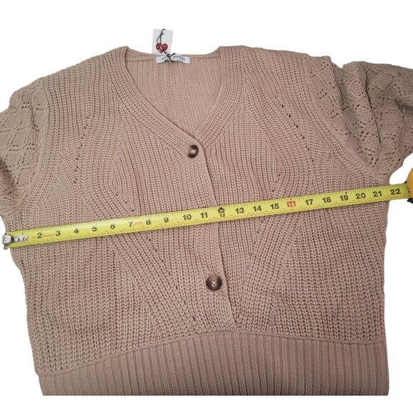 Kate Kasin Women's Long Sleeves Beige Knit Button-Up Pullover Cardigan X-Large - Picture 8 of 9